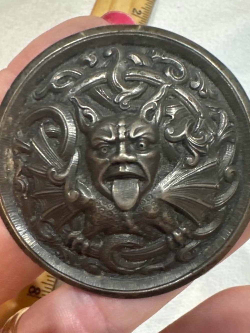 Norwegian Dragestil gothic ViKing Vintage Dark Bronze Gargoyle Medallion Pendant